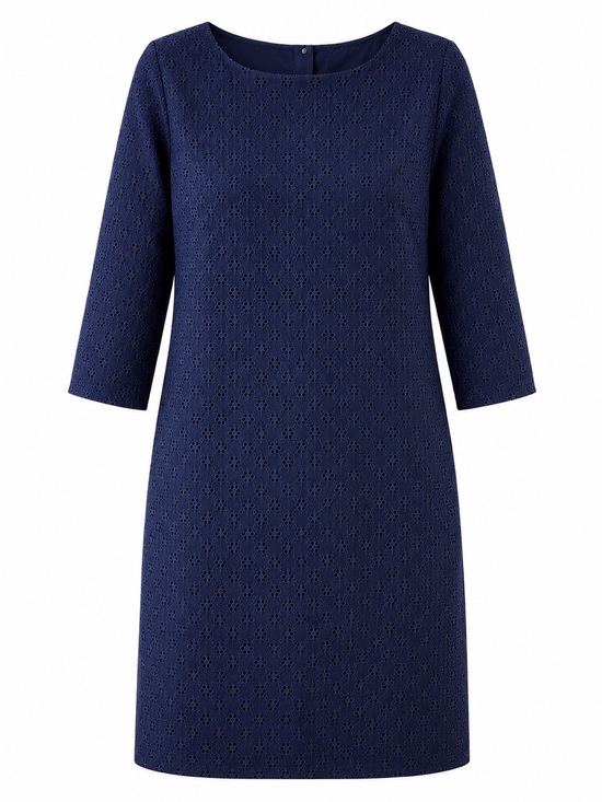 L.L. Bean Dresses & Skirts - L.L.Bean Navy Eyelet Shift Dress Size 8 Embroidered Cotton Classic